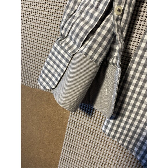 Izod Premium Essentials Mens Shirt XL White Blue Plaid Button Long Sleeve Casual - Picture 6 of 7